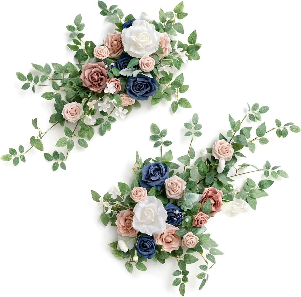 2PCS Artificial Floral Swags Centerpieces Wedding Flower Greenery Arrangements for Table Car Wall Window Arch Home Garden Decor