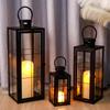 Set of 3 Square Candle Lanern Perfect Size Home Decoration Outdoor Wedding Lanterns With Tempered Glass