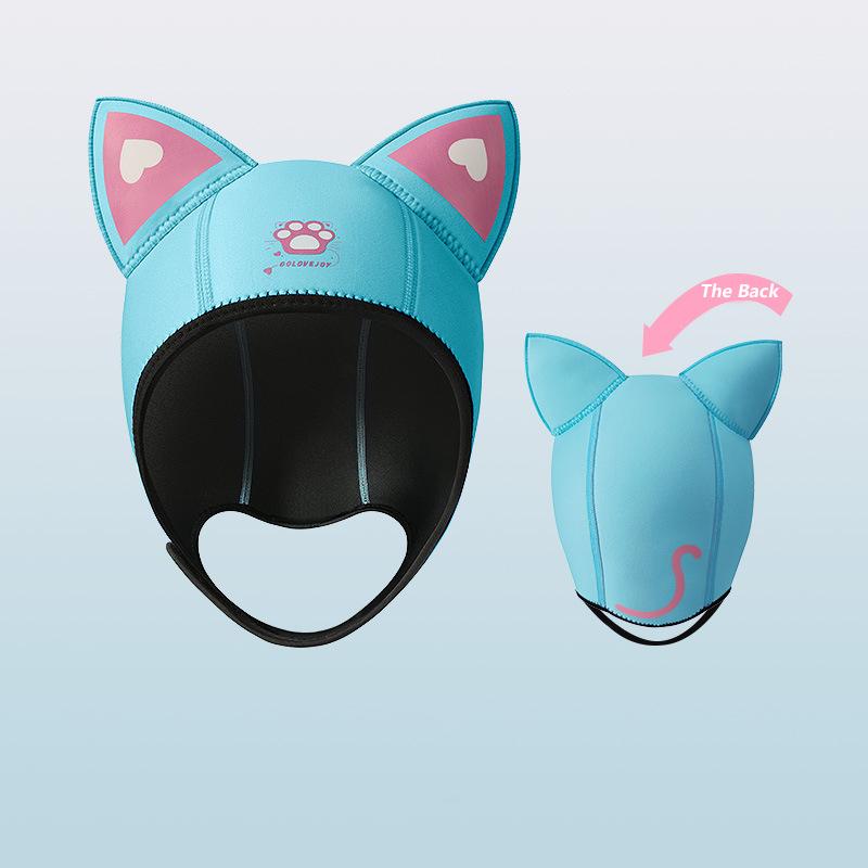 Cat Ears Diving Hood 3mm Neoprene Wetsuit Hood Cute Women Swim Cap for Surfing Snorkeling Water Sports Surf Diving Hat