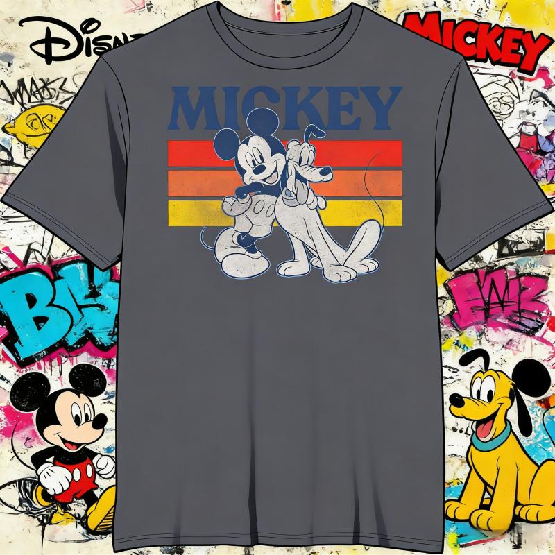 2025Disney Mickey Mouse Family Cartoon Summer T-Shirt Parent-Child Clothing Leisure Loose Comfortable Short Sleeve Men Women Y2k