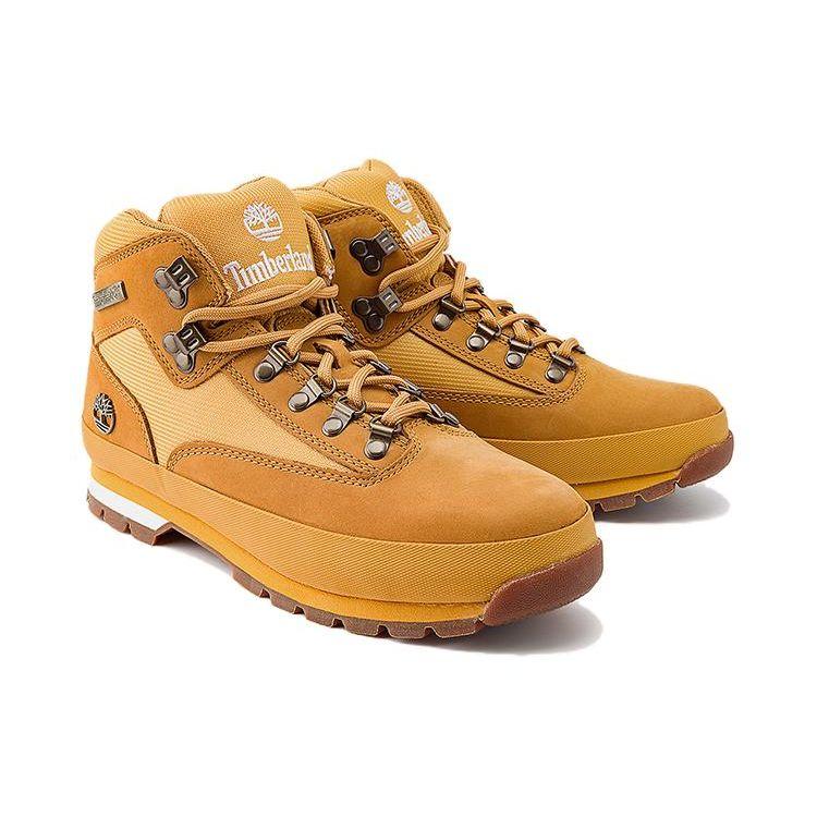 Timberland Euro Hiker Round Toe Comfortable Slip Resistant Durable Mid Top Outdoor Functional Shoes Men Shoes Brown 91566W