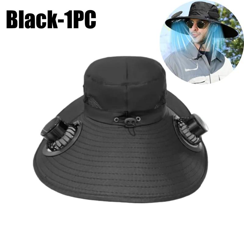

Outdoor Sunscreen Fisherman Hat with Solar Fan Portable Solar Charging Cap for Camping Fishing Hiking Travel