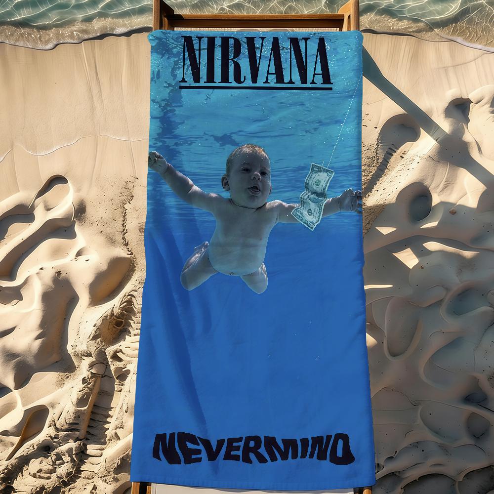Band N-Nirvana-S Handdoek Sport Sneldrogend Reis Kampeeruitrusting Zandbestendig Zacht Licht Groot Strandlaken