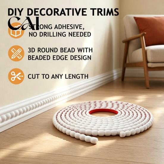 Decorative Mirror Border Strip Flexible Wall Molding Trim, Easy Peel And Stick Self-Adhesive Molding, 3D DIY Furniture Edge Guard Beaded Design