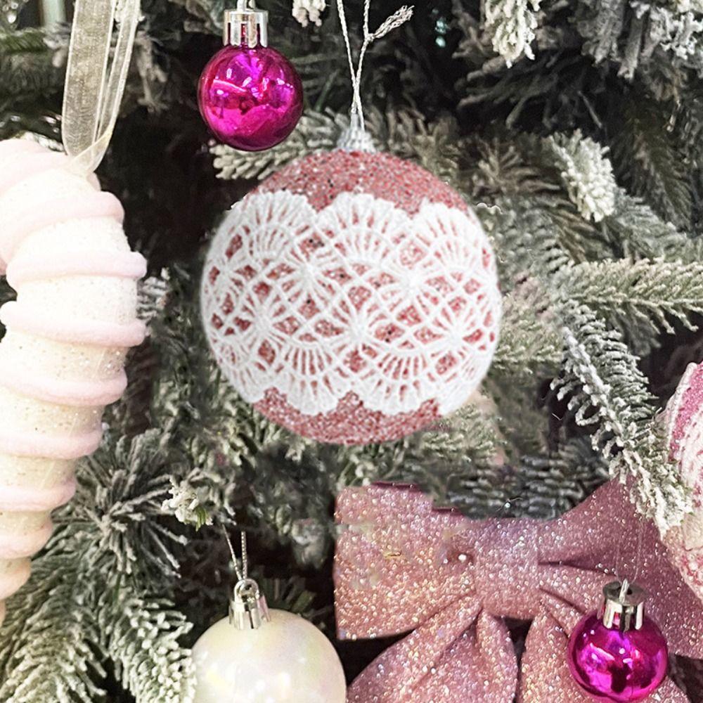 4Pcs Reusable Lace Appliques Christmas Ball 8cm Christmas Decoration Balls  Party