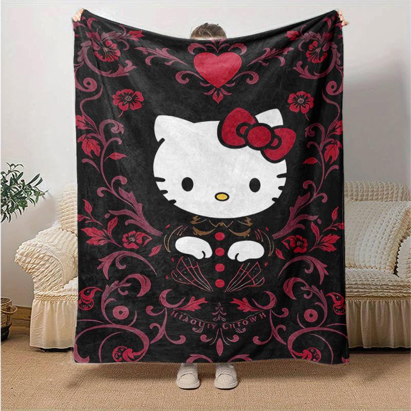

1pc Charm Hello Kitty Blanket, Seasonal Universal Home Decorative Throw Blanket, Living Room, Travel, Camping, Car Blankets, Beach, Office Naps, Perfe 130x150cm