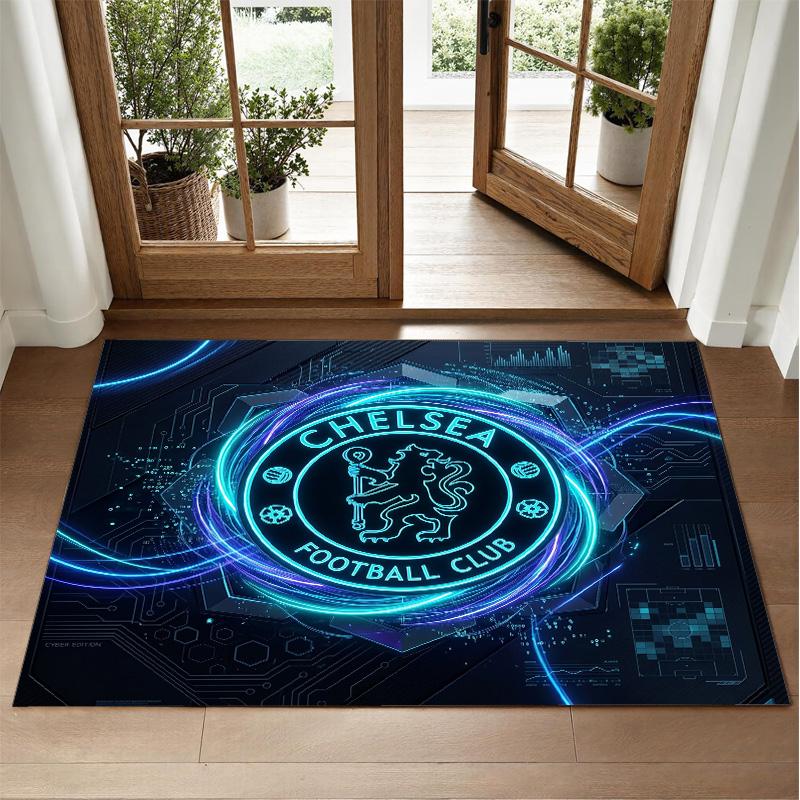 Chelsea FC Design Crystal Velvet Rug Soft Decorative Mat for Bedroom Entrance