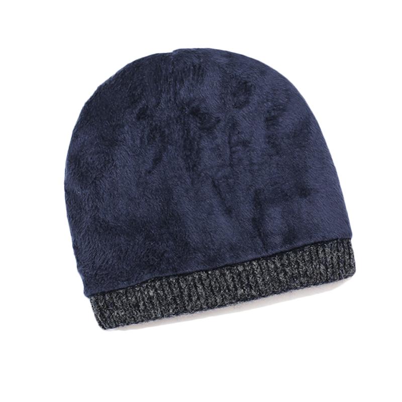 Winter Thick Knitted Hat men's Warm Retro College Style Wool Solid Color Wool Hat