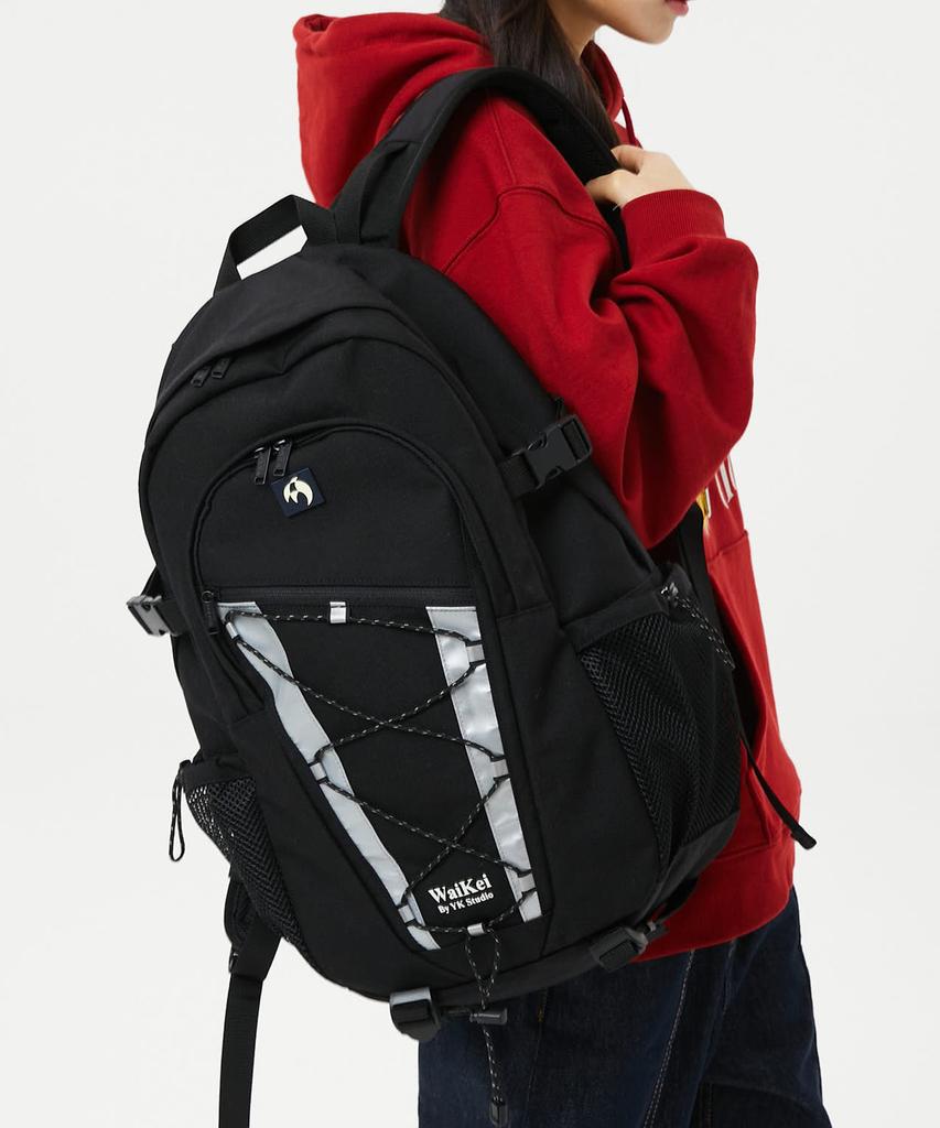 Waikei Reflective String Backpack Black