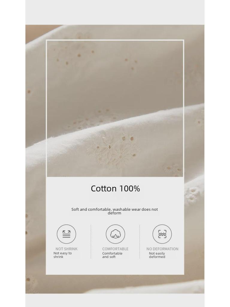 Apricot Lace Women's Long Sleeve Hollow Shirt – 2025 Spring Chic Cotton Design