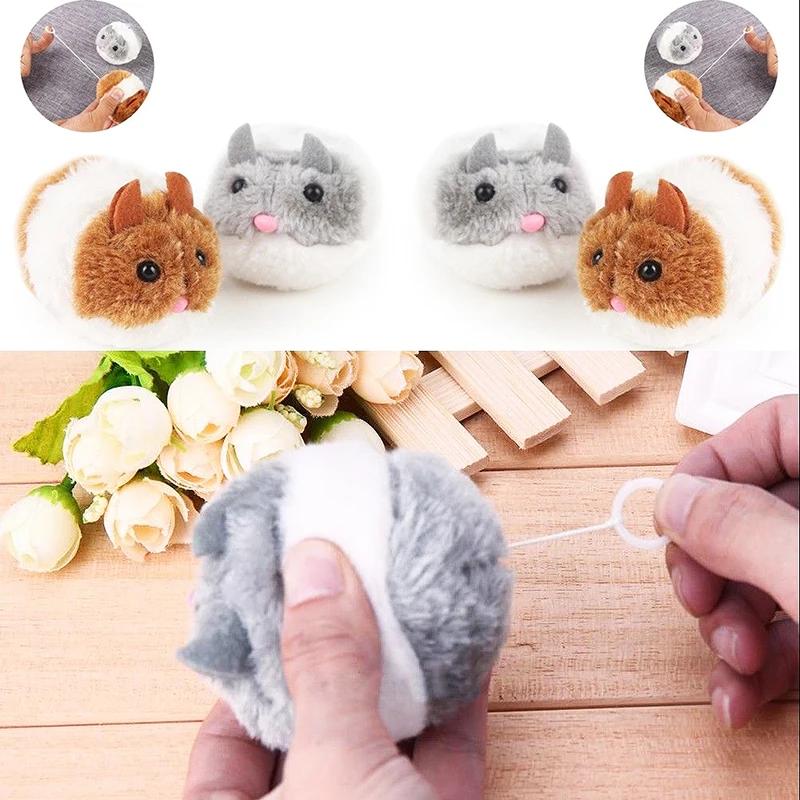 Snailhouse Funny Cat Toys Vibrating Mice Pull Lines Plush Mice Move Fake Mice Clockwork Little Fat Mouse Fight Cats Pet Supplies