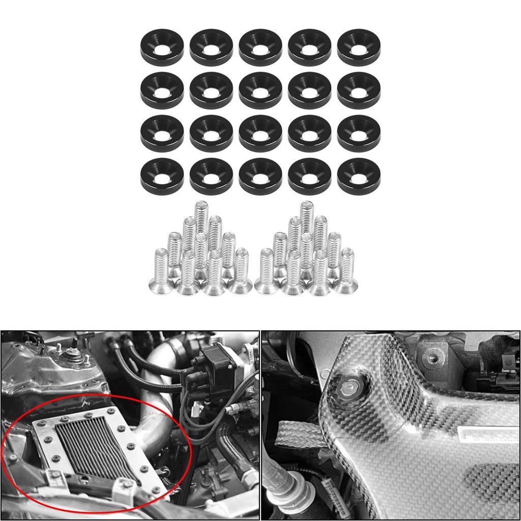 20 Pieces Plate Screws Fasteners Car Tag Fastener Rustproof Universal M6x20mm with Washers