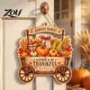 Gift for Friends Family Thanksgiving Front Door Hanging Sign, Pumpkin Turkey Pattern Hanger, Autumn Farmhouse Style Porch Decor Harvest Wall Ornament