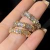 ZAKOL Brand Fashion Letter X Cross Open Ring for Women Clear Geometric Zircon Engagement Rings Wedding Party Zircon