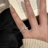 PONYKISS Tibetan Silver Zircon Flower Water Drop Opening Rings for Women Party Cute Plant Fashion  Minimalist Accessories
