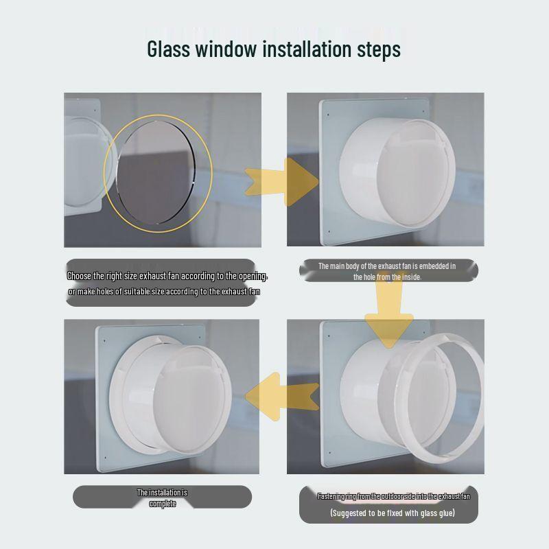 Ventilator de evacuare puternic și silențios cu montare pe perete și jaluzea pentru bucătărie și baie