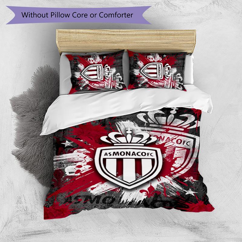 Monaco FC Printed 3PCS Bedding Set Breathable Duvet Cover with Pillowcases Decorative Bed Linen for Bedroom Home