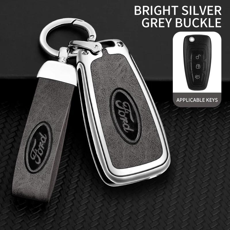 Car Sticker New 2025 Hot Car Metal Leather Key Shell Case Ford Ranger C-Max S-Max Focus 2 3 MK3 Galaxy Mondeo Transit Tourneo Ec