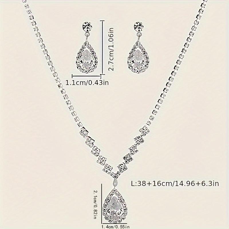 3-piece Fashion Jewelry Set Shiny Luxurious Evening Dress Accessories with Rhinestone Necklace and Earrings Suitable for Brides