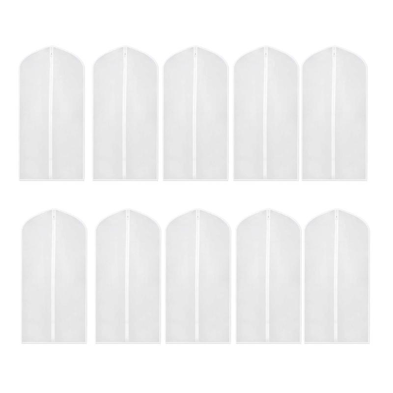 10Pcs Set Breathable Clothes Protector Bags With Zippered Convenient for Seasonal Storage of Suits and Dresses