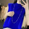 Women Tank 100% Wool Sleeveless MODERN NEW SAGA Spring Autumn T-shirt Turtleneck Knit Wool Top Soft Basic Vest Female