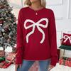 European/American Sweet Style Christmas Bow Long Sleeve Sweater