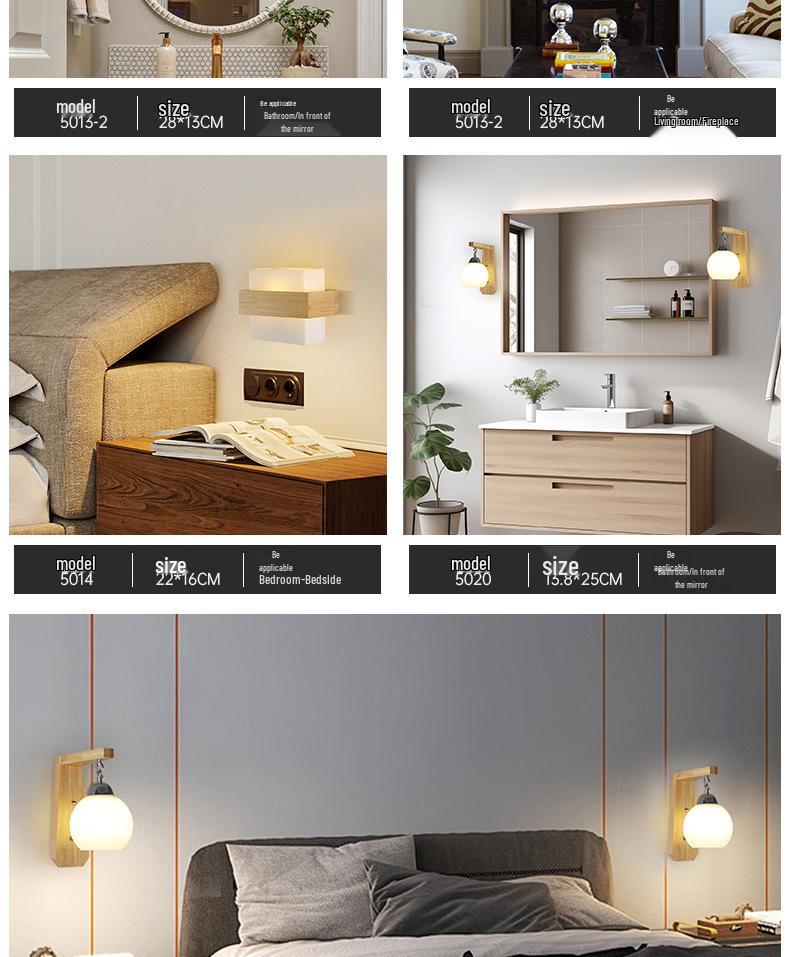 Nordic Solid Wood Wall Lamp - Modern Bedroom, Living Room, Hallway, Staircase, Balcony, Corridor Light Fixture.