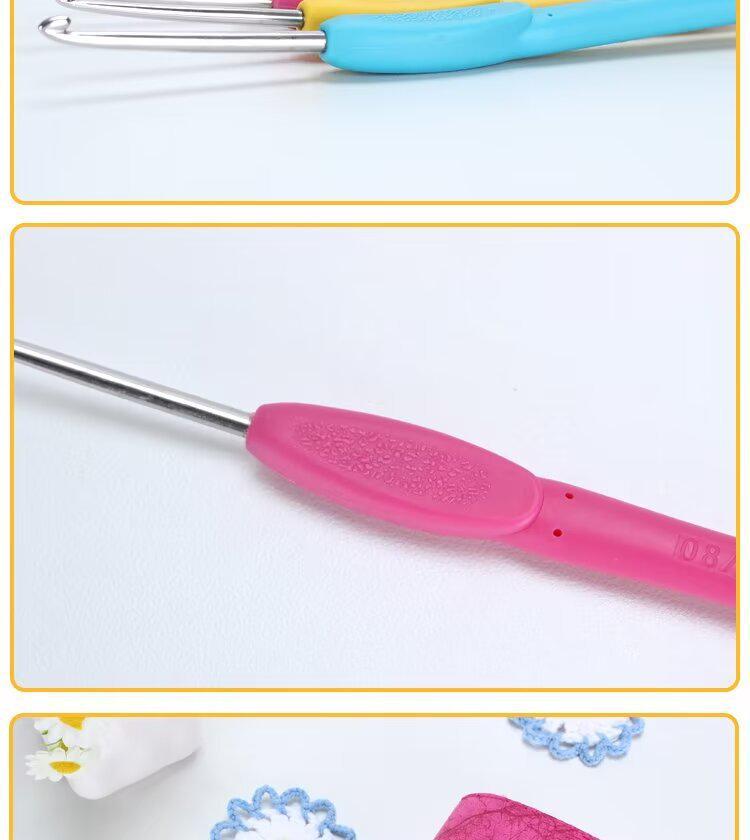 Handmade Stainless Steel & Plastic Crochet Hook and Yarn Set for DIY Sweater Knitting