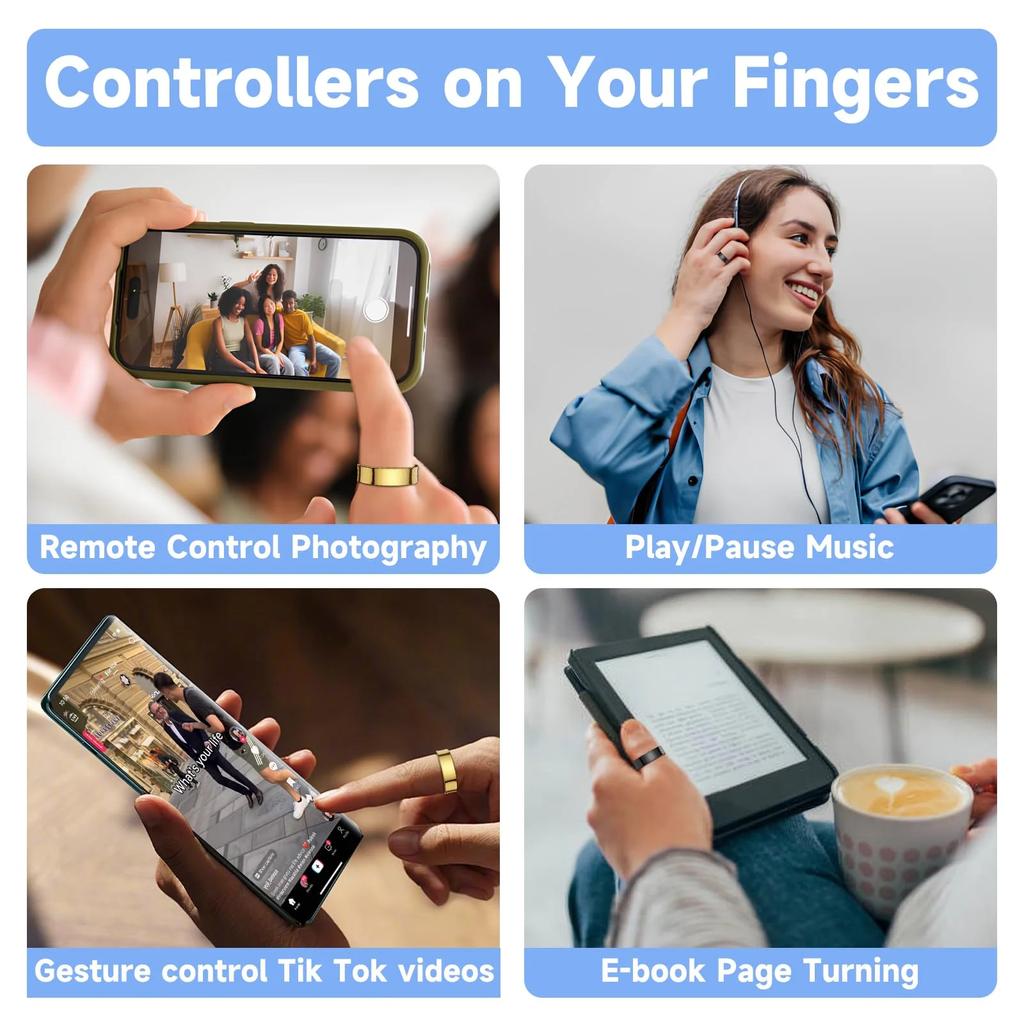 Smart Ring - Health Tracker with SPO₂/HRV/Sleep Monitor, 5ATM Waterproof & No Subscription, 7-Day Battery for Men & Women, iOS A