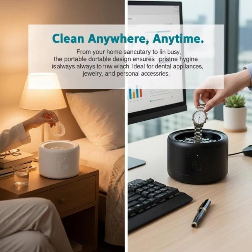 USB Rechargeable Ultrasonic Braces Cleaning Machine Denture Cleaner Machine Denture Storage