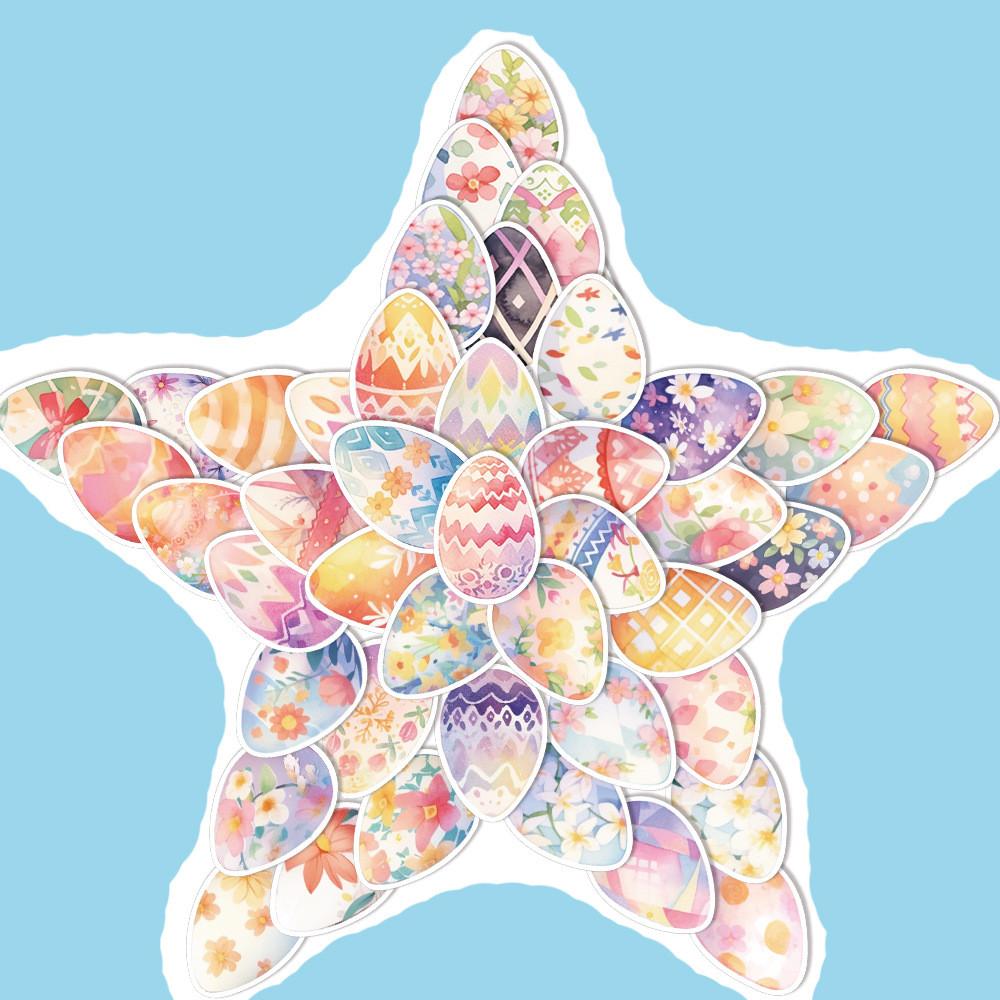50-Piece Festive Original Non-Infringing Easter Series Watercolor Egg Stickers - DIY Waterproof Decor for Guitars, Phones