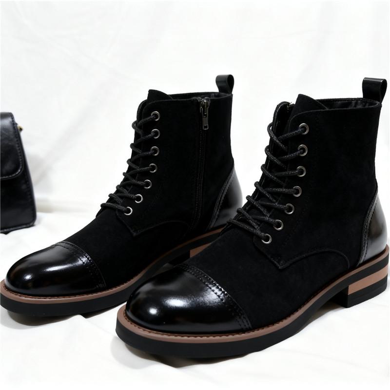 Men's Leather Lace - Up Ankle Boots Retro Color - Block Formal Casual Boots Comfortable Non - Slip Dress Boots For Daily Wear