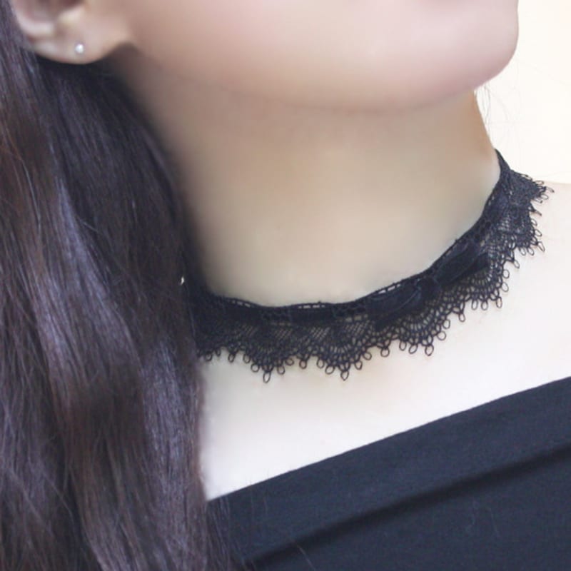 

glammuse [Серія чокерів Glam] Оксамитовий мереживний чокер-стрічка Ribbon velvet lace choker