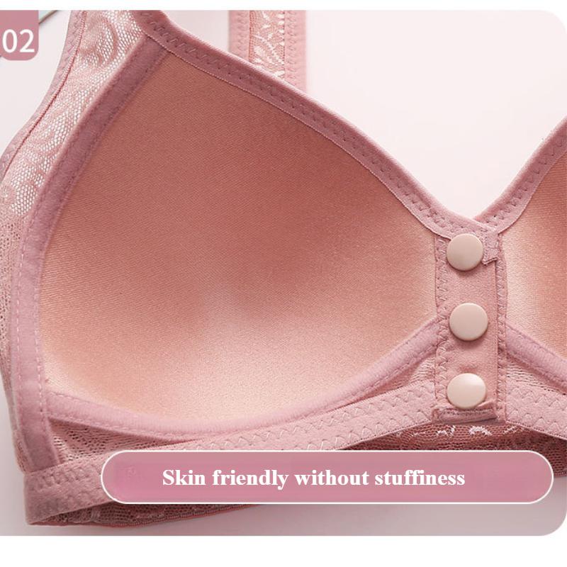 Middle Aged and Elderly Mothers' Sexy Front Opening Underwear Without Steel Rings, Large Size Gathered Anti Sagging Bra, Vest Style Bra