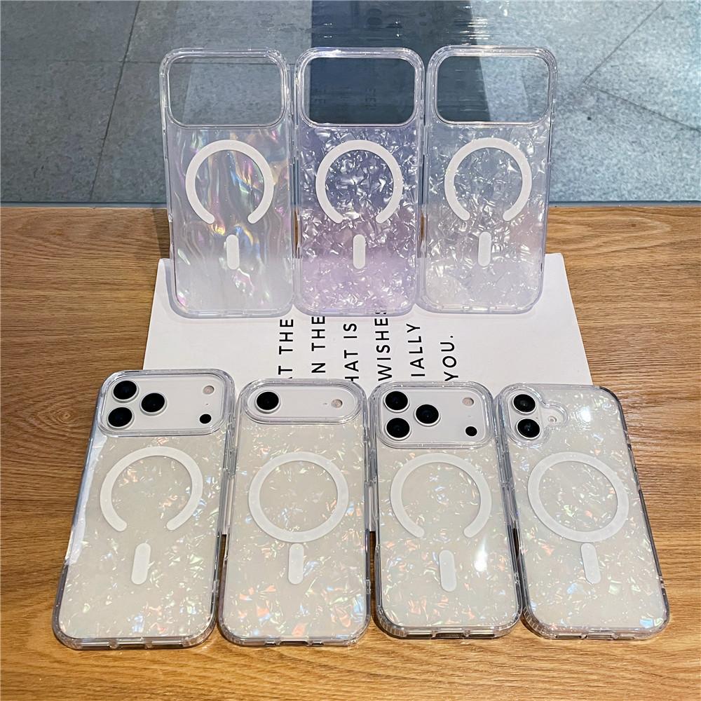 Suitable for Apple 17 Shell Pattern Magnetic Phone Case iPhone 17 Promax Sparkling Powder Colorful 17Air Protective Cover