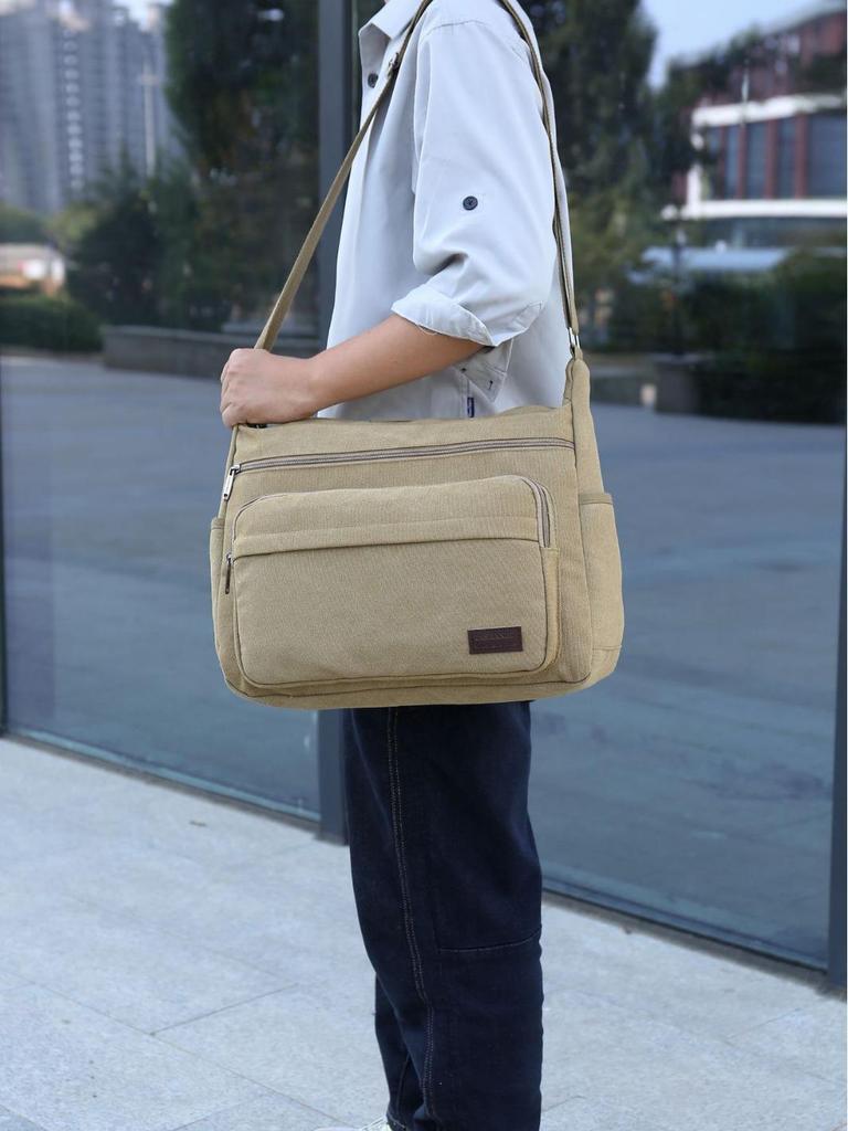 Men's Multifunctional Canvas Crossbody Bag: Versatile Travel & Tool Carrier