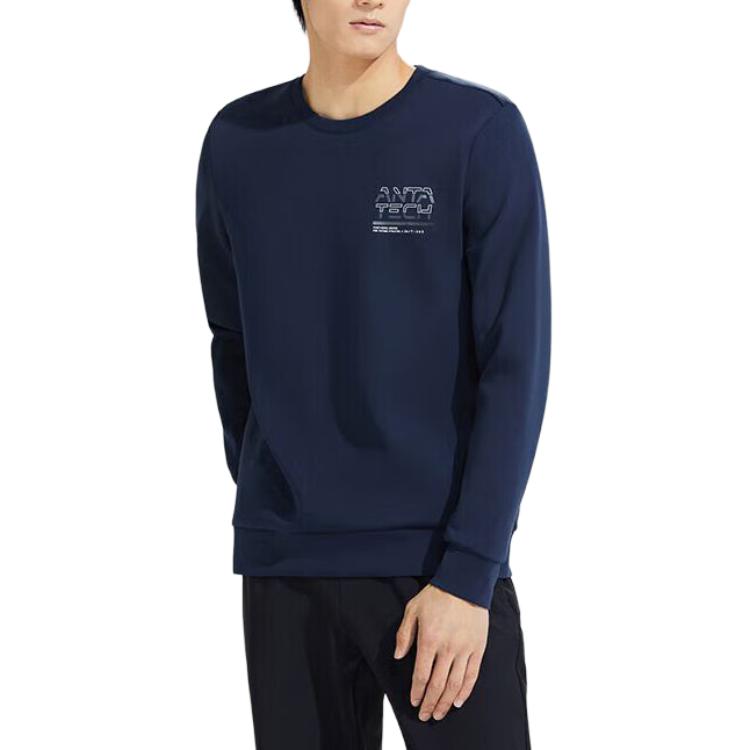 Anta Training Series Logo Print Sweatshirt Men Sweatshirt Blue 152317725-2