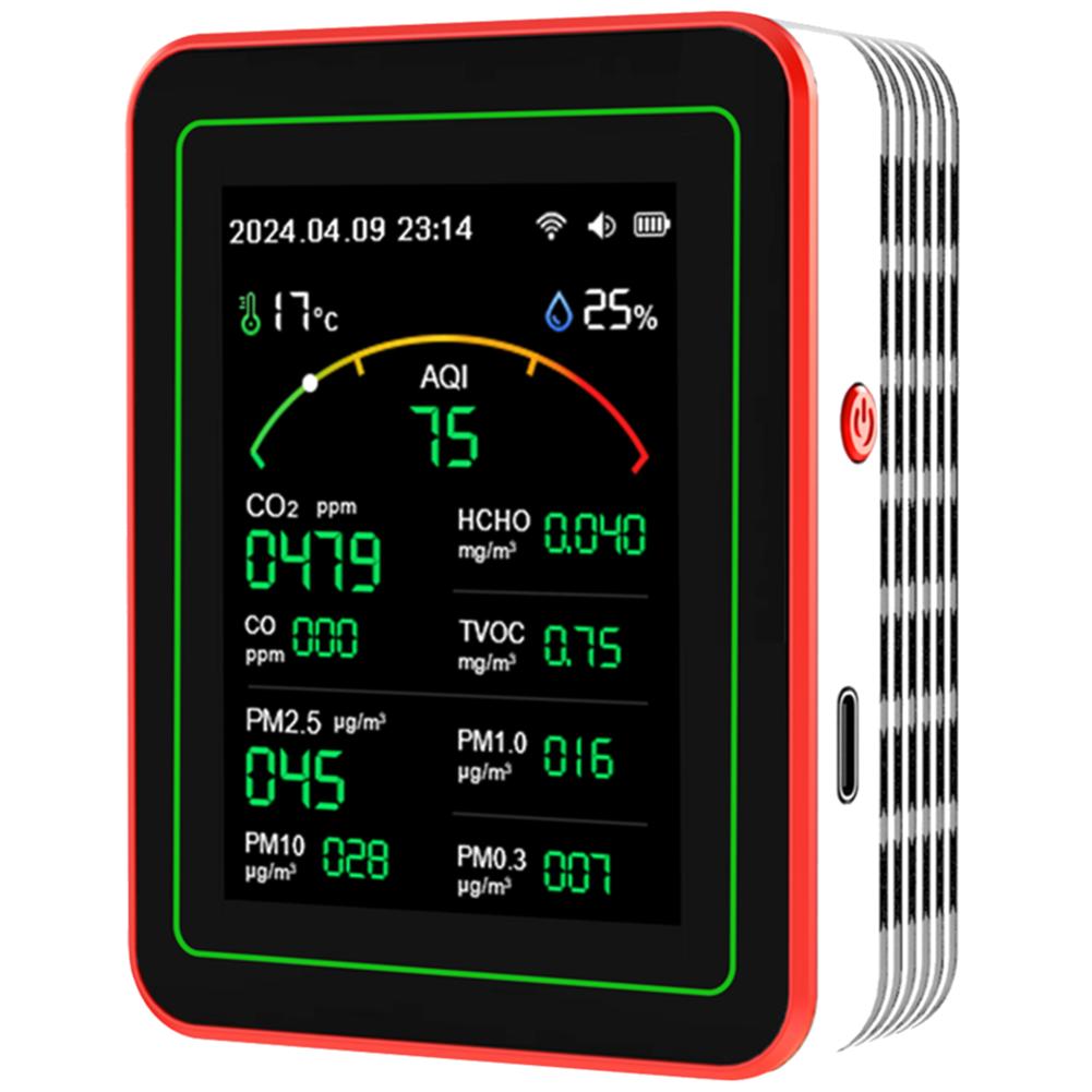 

15 в 1 WiFi вимірювач якості повітря Побутовий CO CO2 TVOC HCHO AQI PM0.3 PM1.0 PM2.5 PM10 Детектор Тестер Монітор температури і вологості