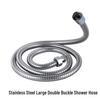 Explosion-proof Stainless Steel Handheld Shower Head with Large Double Buckle and Extended Transparent Hose