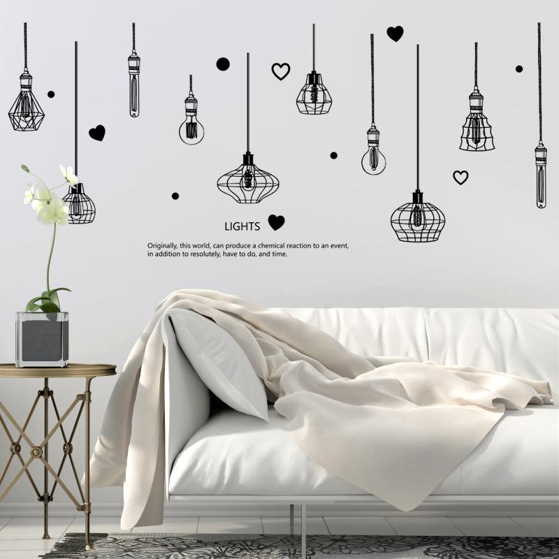 Adesivo da Parete Lampadario Stile Nordico Colorato Rimovibile Decorazione Sfondo TV per Camera da Letto e Soggiorno Adesivo Vetro Finestra