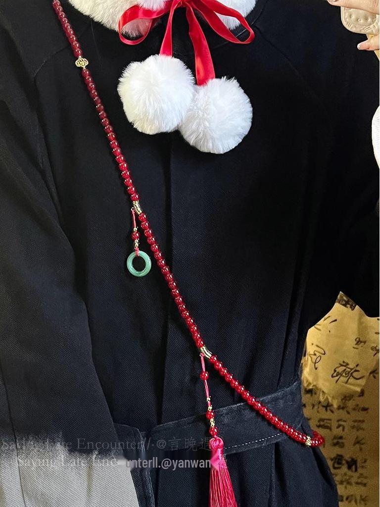 108-Bead Green Tassel Necklace - Long Chinese-Style Sweater Chain Accessory