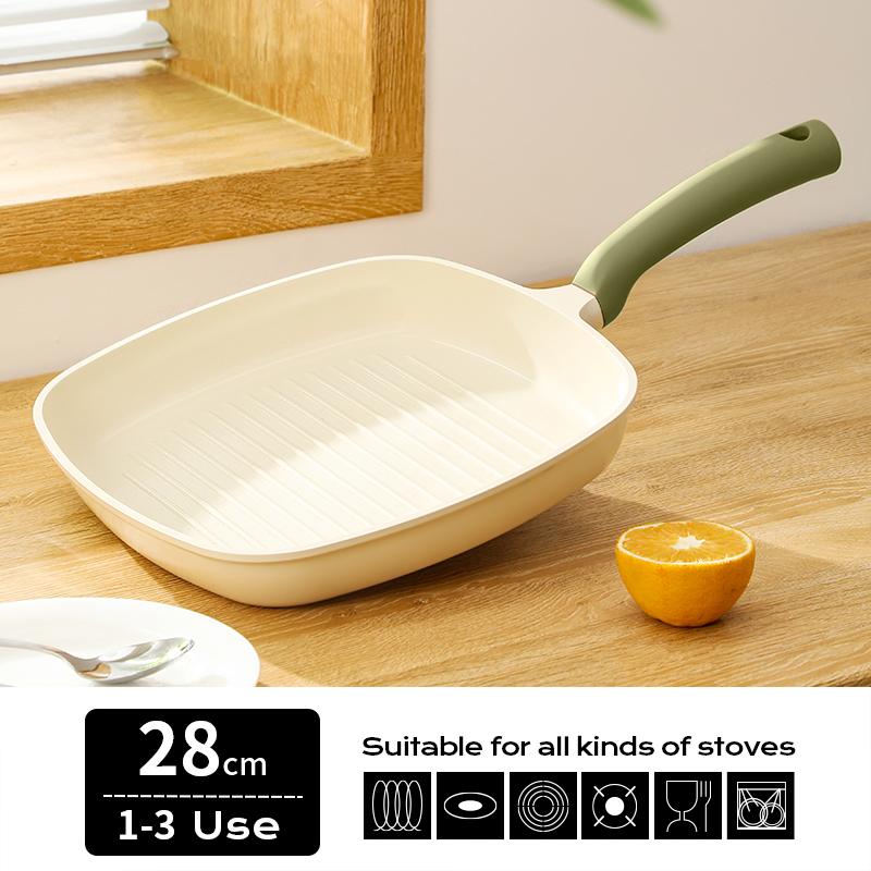 

DOONOR Nonstick Frying Pan Griddle Grill Pan Non-Stick Cookware for All Hob Types Easy Clean Steak Frying Pan Omelette Pan зелений