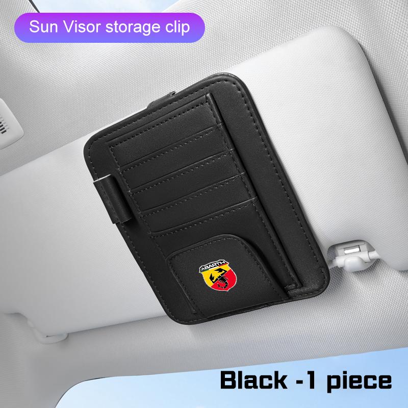For Abarth 595 695 Abarth 500 124 500C Punto Leather car sunshade glasses clip multi-pocket organizer sunglasses holder Storage