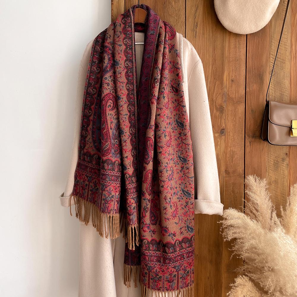 Warm Cashmere Poncho Shawl Scarf Luxury Print Thick Pashmina Winter Blanket Wraps Bufanda Casual Hijab Stoles Echarpe