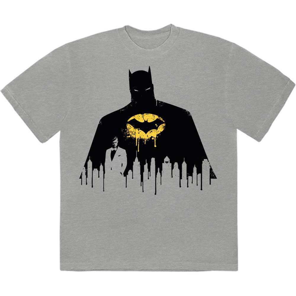 DC Comics Batman Silhouette Drip T-Shirt Grey New Unisex T-Shirt XXL