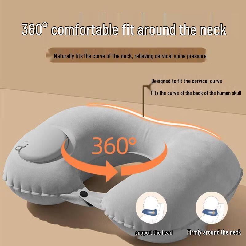 KASHICONG Press-Inflate U-Neck Travel Pillow
