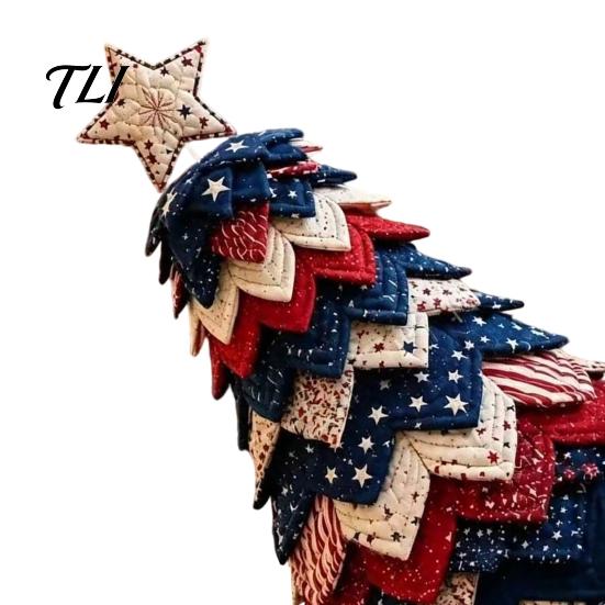 Seasonal Home Decor Projects DIY Quilted Fabric Christmas Tree Craft Kit, Vintage Patchwork Handmade Ornament Set Xmas Sewing Set, Tabletop