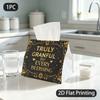 1pc Tissue Box, Ornate Floral Grateful Warm Pattern, 2D Flat Printing, Many Uses, Take Anywhere, Tissue Dispenser, for The Kitchen, 2D Flat