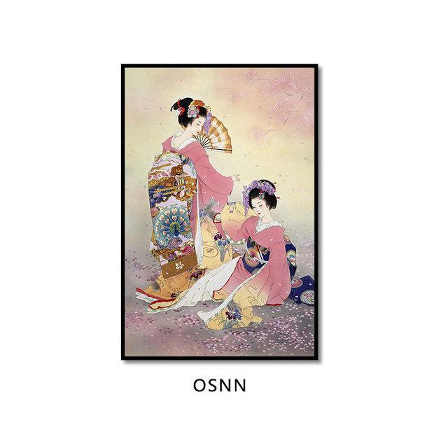 Japon tarzı japon geyşa Ladie tuval boyama Modern resimler duvar sanatı posterler baskılar oturma odası ev dekor için hiçbir çerçeve