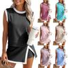 Women's Fashionable Casual Fitness Color,Block Split,Front ,Exposure Tank Top Set